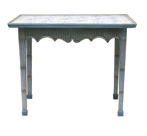 Blue decorated tile table. Plate with Dutch tiles. 
Manufactured in Denmark around 1780.