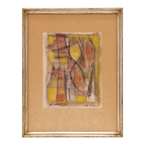 Bernard Dufour, 1922-2016, composition, mixed 
media on paper. Signed and dated 1950. Visible 
size: 17x13cm. Wiith frame: 29x22cm
