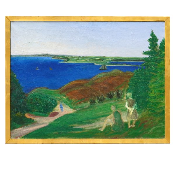 Jens Søndergaard, 1895-1957, Öl auf Leinen. "Landschaft". Signiert und datiert 
1935. Lichtmasse: 93x123cm. Mit Rahmen: 102x132cm