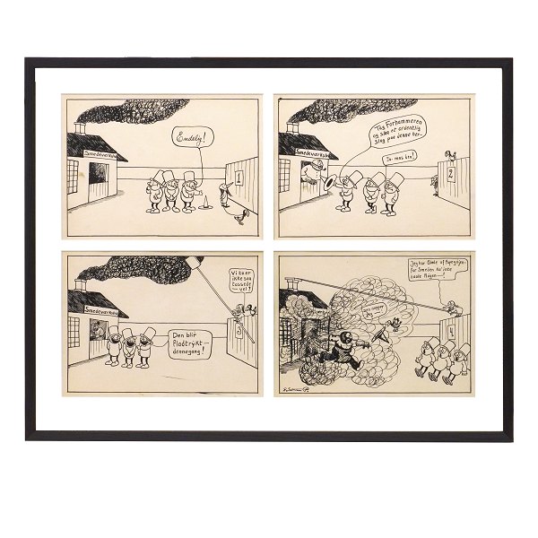 Robert Storm Petersen, 1882-1949. Four original drawings, ink & pencil, 1913-16. 
Size with frame: 52x65cm