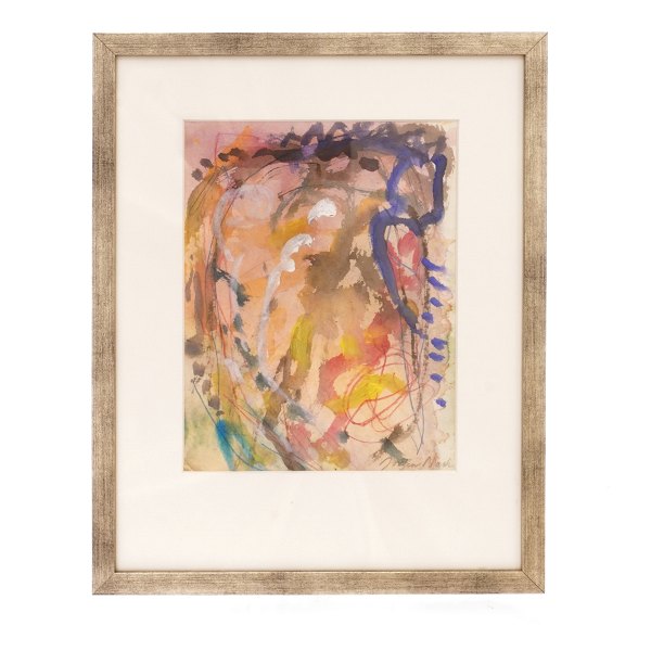 Jørgen Nash, 1920-2004, mixed media, watercolor and chalk. Signed Jørgen Nash. 
Visible size: 24x19cm. With frame: 39x31cm